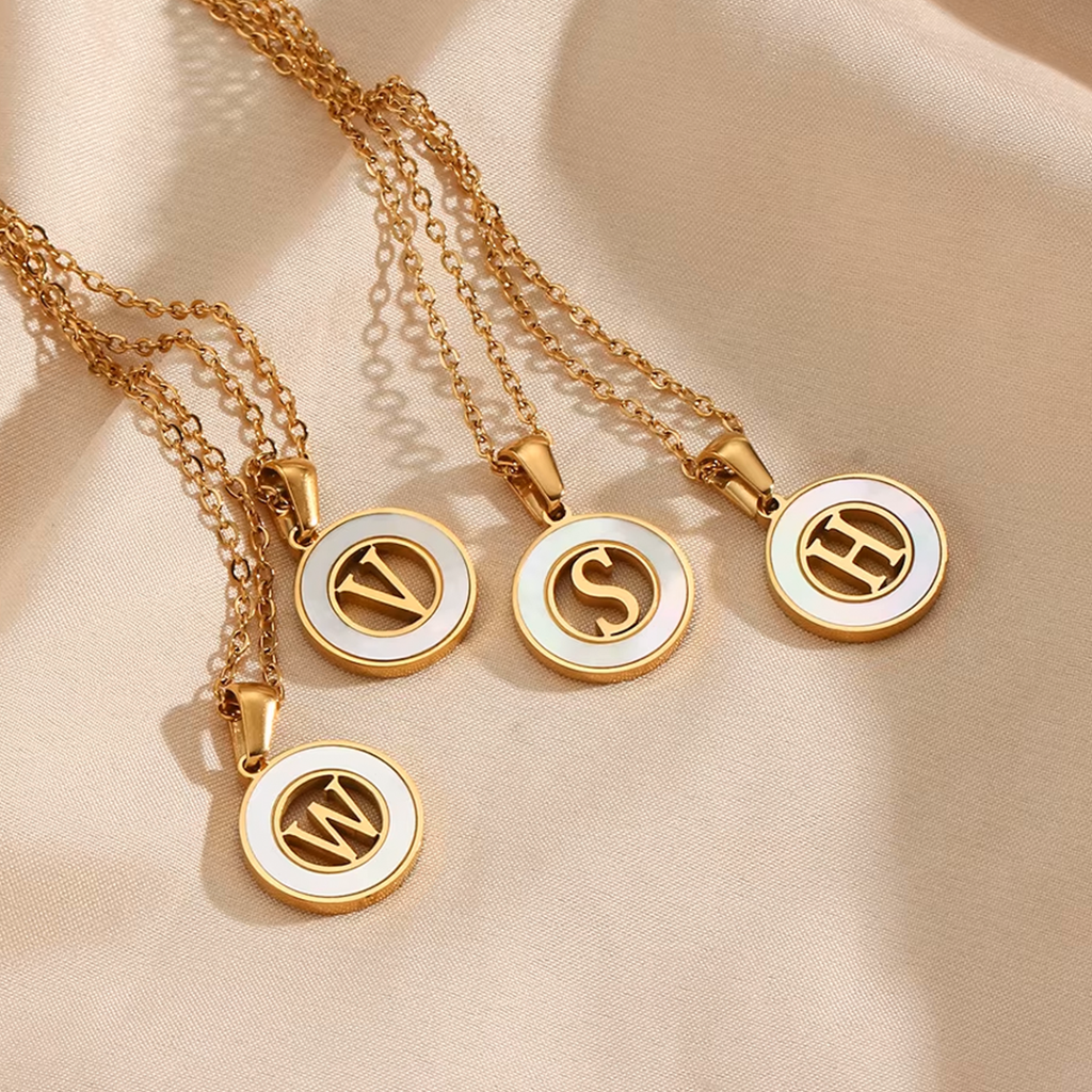 Gold Plated Initial Alphabet Letter Necklace For Women And Girls - Personalized Ash Initial Necklace : VARASHGDU100