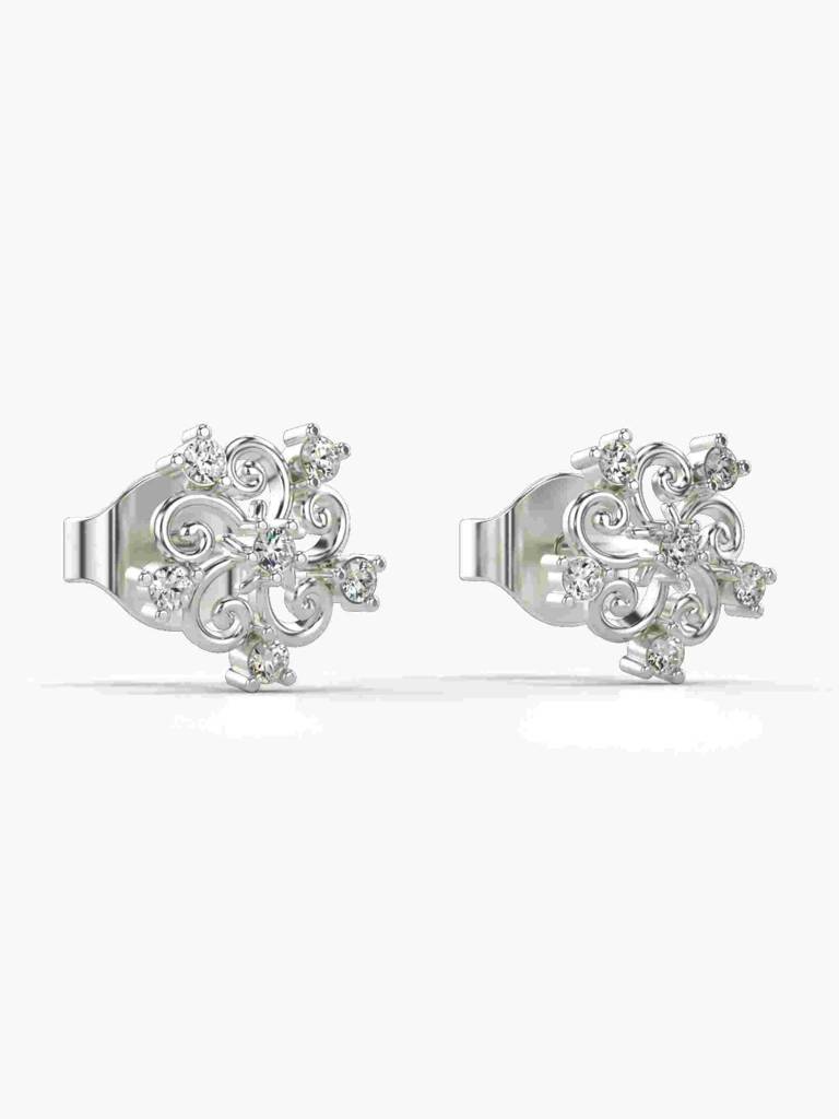 Sterling Silver Plated With Certified Lab Grown Diamond 0.11Cts |  Vge0294A : VGE0294A_SWL