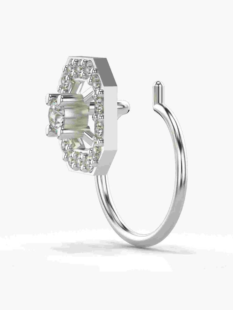 Sterling Silver Plated With Certified Lab Grown Diamond 0.11Cts | Vgnp0034 : VGNP0034_SWL