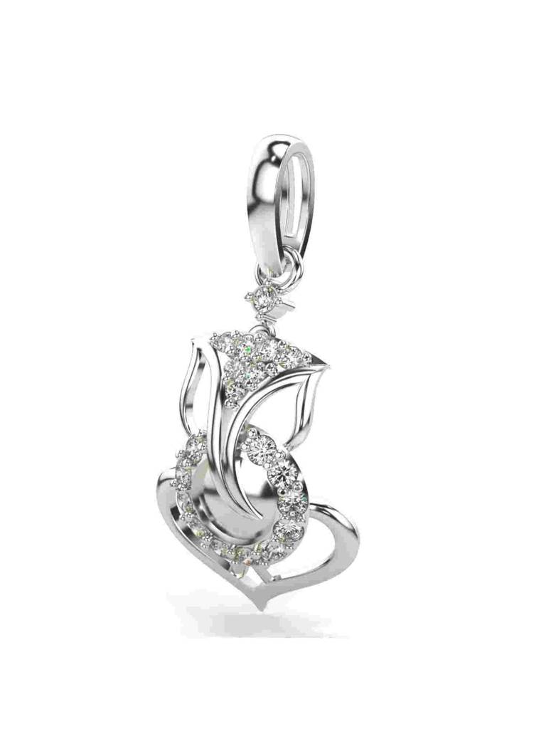 Sterling Silver Plated With Certified Lab Grown Diamond 0.18Cts | Vgp0147 : VGP0147_SWL