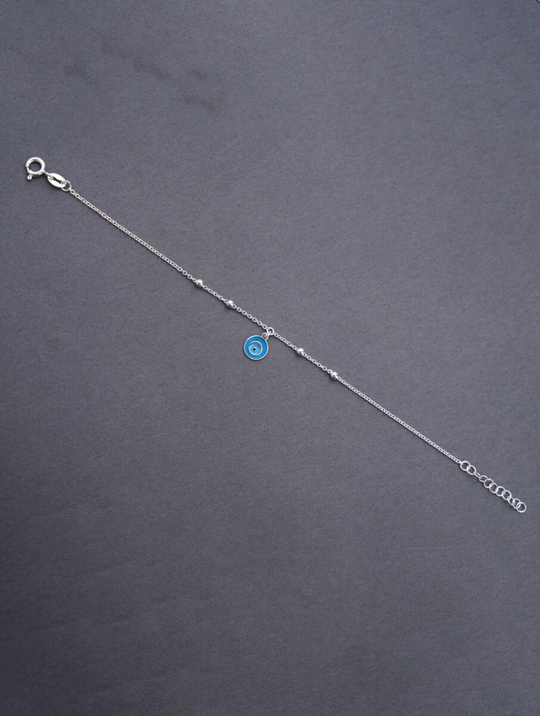Blue Evil Eye Charm Silver Bracelet : ARSBR130