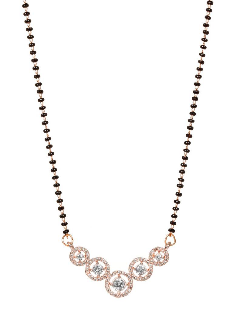 18Kt Rose Gold-Plated Ad With Cz-Stone Studded & Beaded Mangalsutra : VI25MSAD100001
