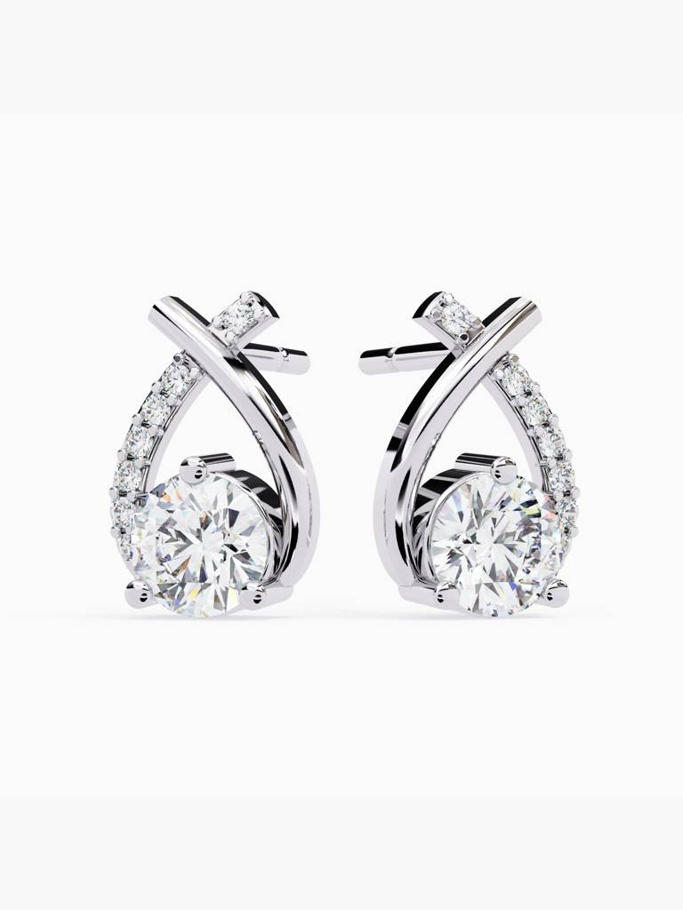 Sterling Silver Plated With Certified Lab Grown Diamond 1.30Cts | Earrings For Women/Girls | Vse0054 : VSE0054_SWL