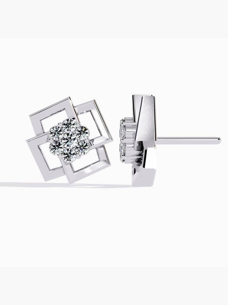 Sterling Silver Plated With Certified Lab Grown Diamond 0.21Cts | Earrings For Women/Girls | Vse0059 : VSE0059_SWL