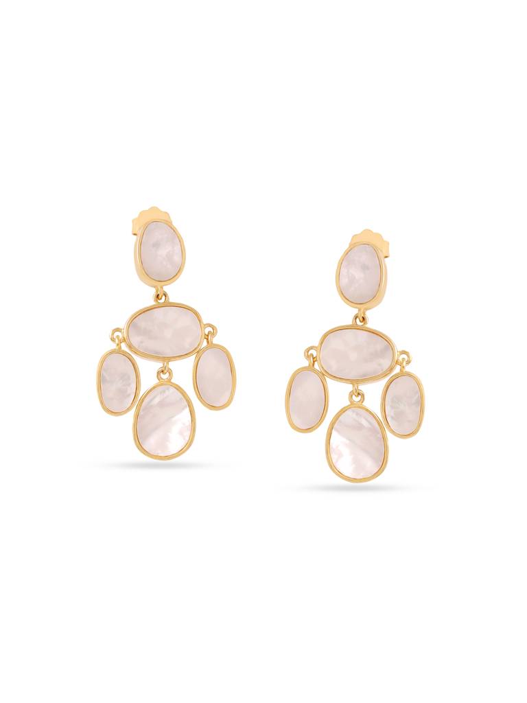 Kicky & Perky 925 Sterling Silver Mother Of Pearl Oval Disc Earrings : VSILIJE004_G