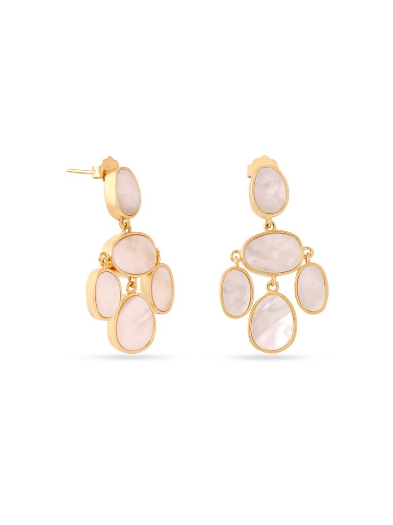 Kicky & Perky 925 Sterling Silver Mother Of Pearl Oval Disc Earrings : VSILIJE004_G