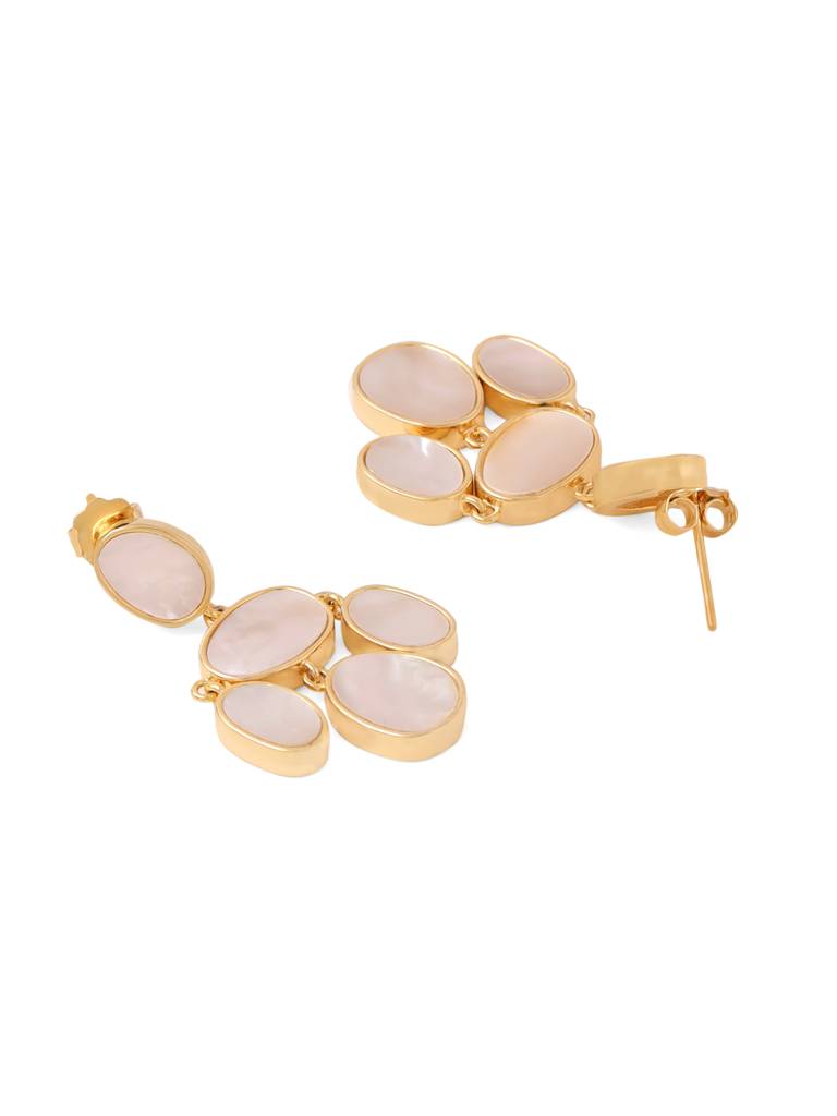 Kicky & Perky 925 Sterling Silver Mother Of Pearl Oval Disc Earrings : VSILIJE004_G