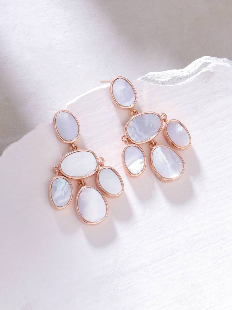 Kicky & Perky 925 Sterling Silver Mother Of Pearl Oval Disc Earrings : VSILIJE004_R