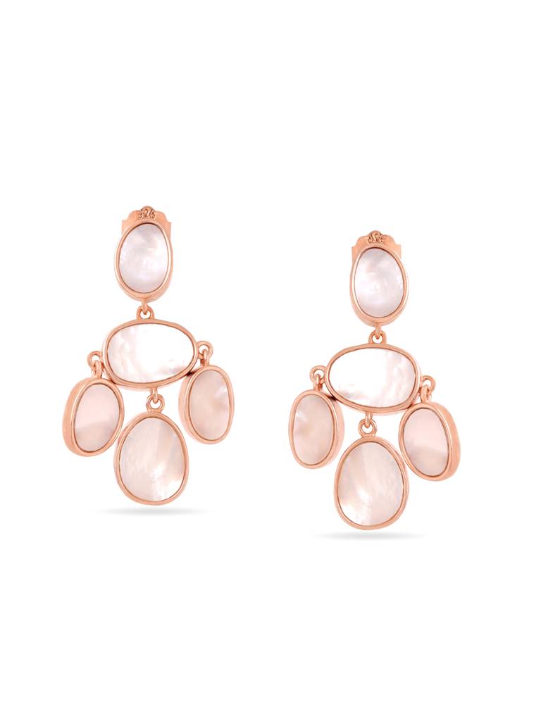 Kicky & Perky 925 Sterling Silver Mother Of Pearl Oval Disc Earrings : VSILIJE004_R