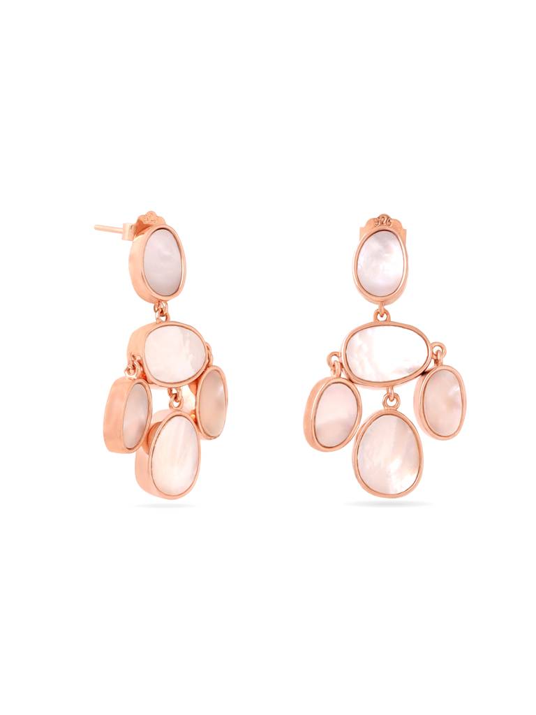 Kicky & Perky 925 Sterling Silver Mother Of Pearl Oval Disc Earrings : VSILIJE004_R