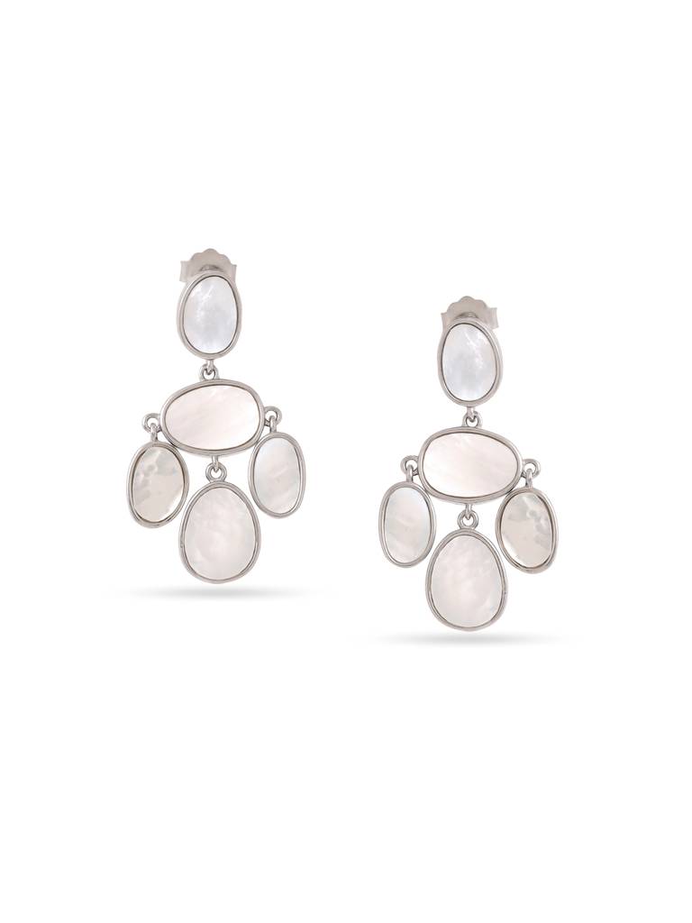 Kicky & Perky 925 Sterling Silver Mother Of Pearl Oval Disc Earrings : VSILIJE004_S