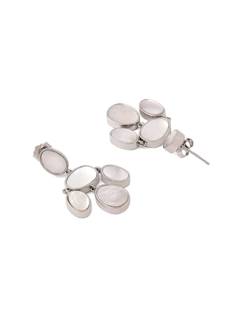 Kicky & Perky 925 Sterling Silver Mother Of Pearl Oval Disc Earrings : VSILIJE004_S