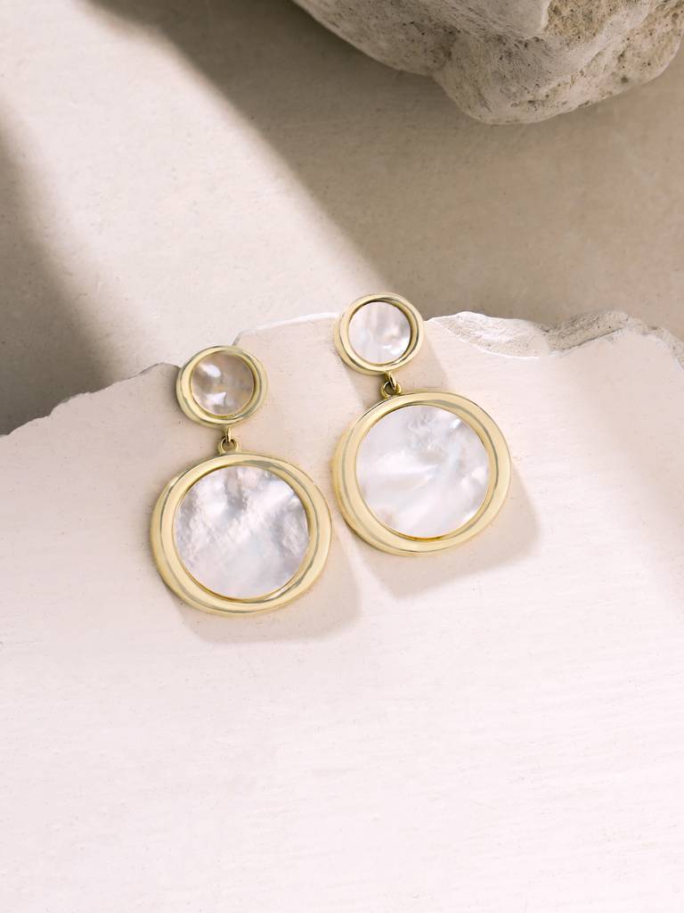 Kicky & Perky 925 Sterling Silver Mother Of Pearl Earrings Rose Gold Plated Multi-Size : VSILIJE005_G