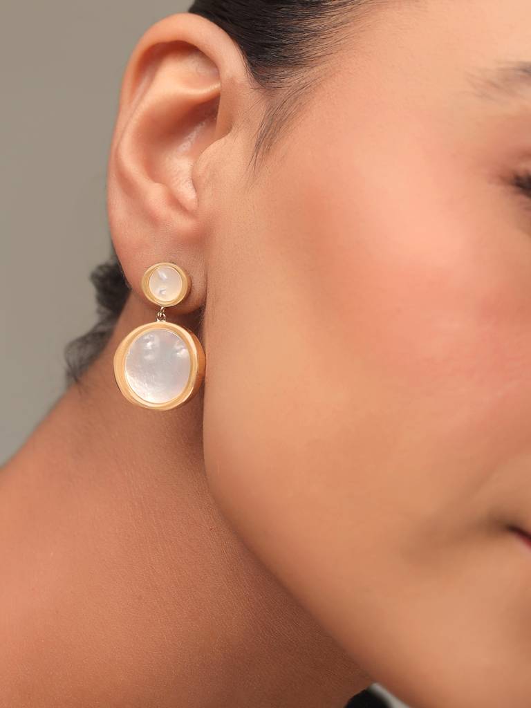 Kicky & Perky 925 Sterling Silver Mother Of Pearl Earrings Rose Gold Plated Multi-Size : VSILIJE005_G