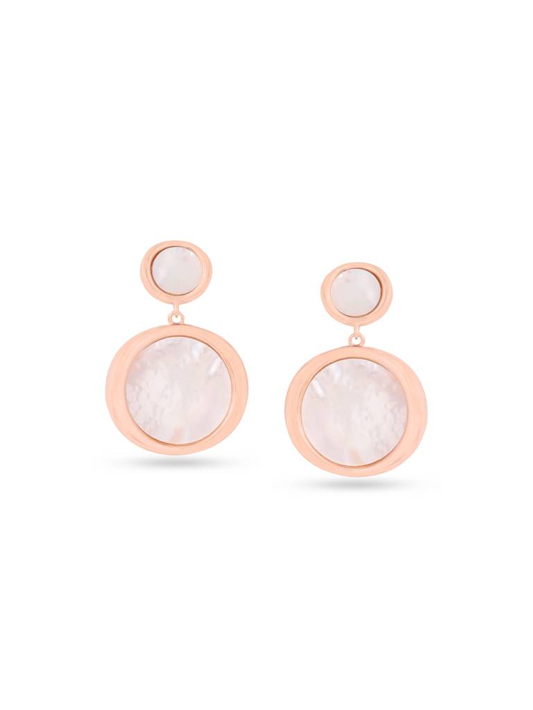 Kicky & Perky 925 Sterling Silver Mother Of Pearl Earrings Rose Gold Plated Multi-Size : VSILIJE005_R