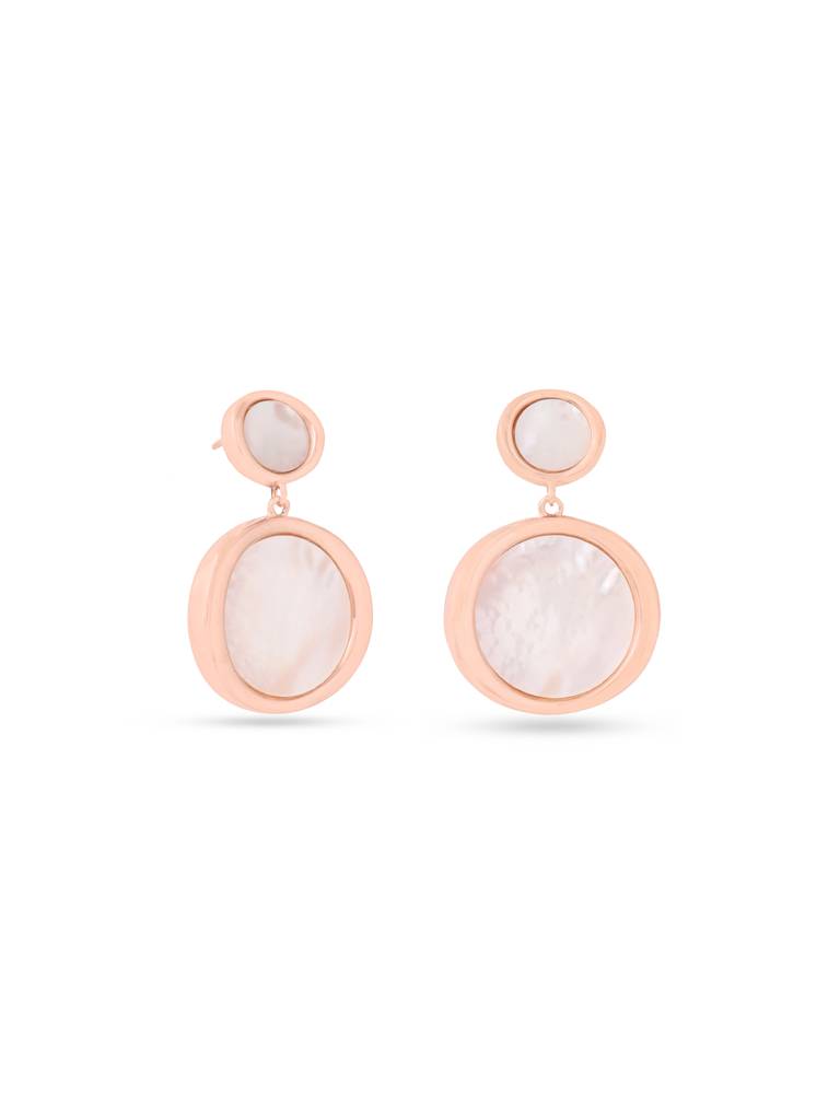 Kicky & Perky 925 Sterling Silver Mother Of Pearl Earrings Rose Gold Plated Multi-Size : VSILIJE005_R