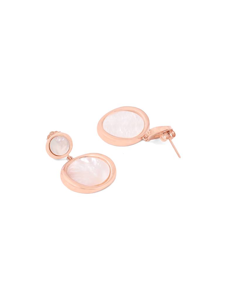 Kicky & Perky 925 Sterling Silver Mother Of Pearl Earrings Rose Gold Plated Multi-Size : VSILIJE005_R
