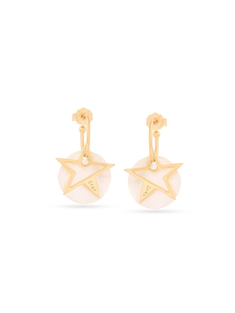 Kicky & Perky 925 Sterling Silver Star And Mother Of Pearl Hoop Earrings : VSILIJE006_G