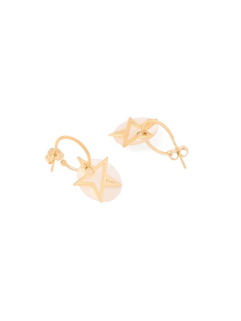 Kicky & Perky 925 Sterling Silver Star And Mother Of Pearl Hoop Earrings : VSILIJE006_G