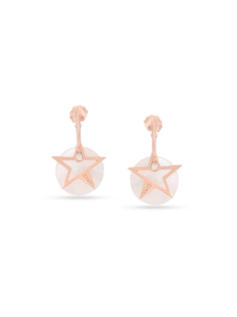 Kicky & Perky 925 Sterling Silver Star And Mother Of Pearl Hoop Earrings : VSILIJE006_R
