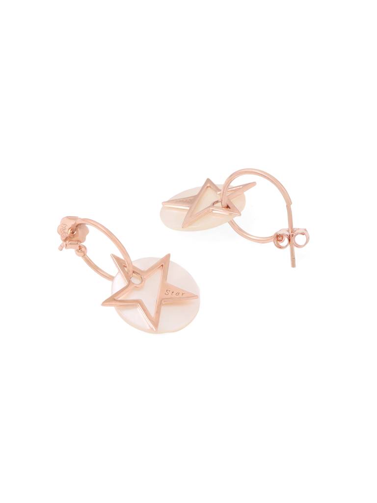 Kicky & Perky 925 Sterling Silver Star And Mother Of Pearl Hoop Earrings : VSILIJE006_R