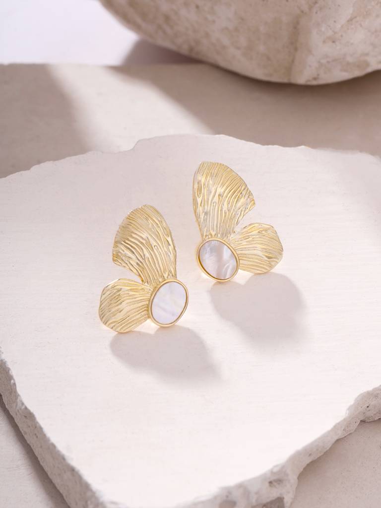 Kicky & Perky 925 Sterling Silver Butterfly Mother Of Pearl Earrings : VSILIJE009_G