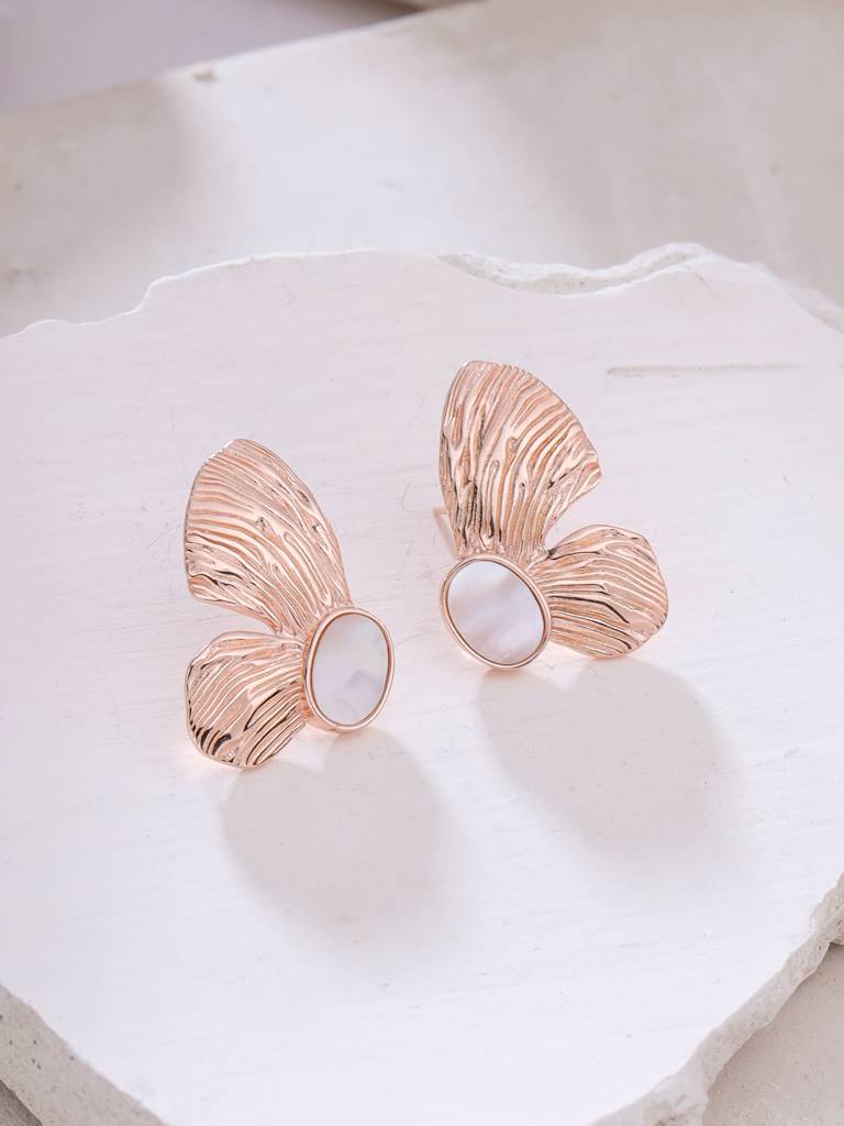 Kicky & Perky 925 Sterling Silver Butterfly Mother Of Pearl Earrings : VSILIJE009_R