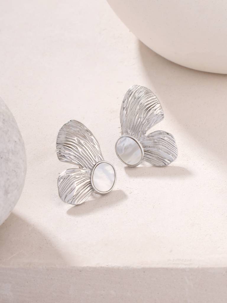 Kicky & Perky 925 Sterling Silver Butterfly Mother Of Pearl Earrings : VSILIJE009_S