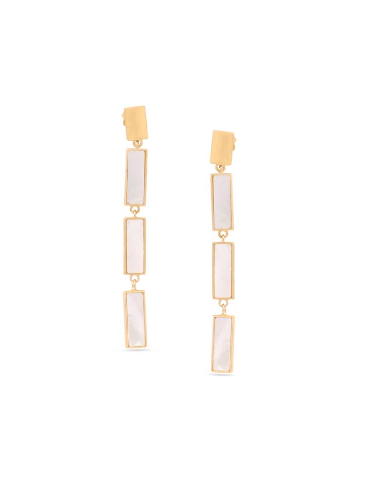 Kicky & Perky 925 Sterling Silver Brick Pattern Mother Of Pearl Earrings : VSILIJE010_G