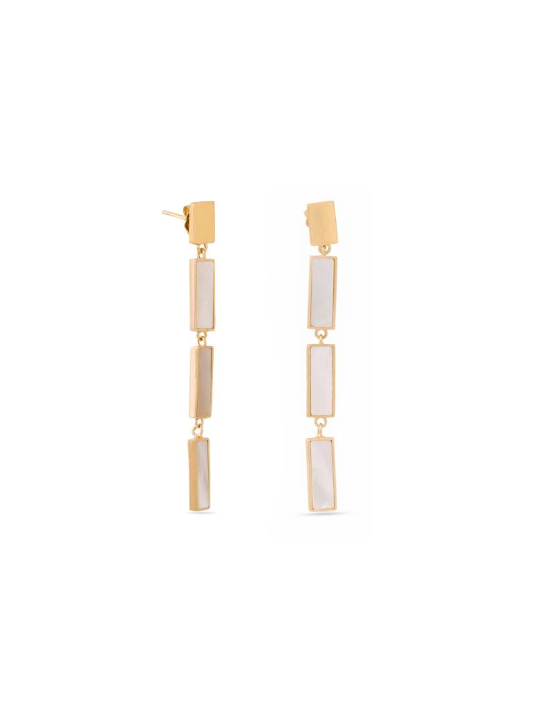 Kicky & Perky 925 Sterling Silver Brick Pattern Mother Of Pearl Earrings : VSILIJE010_G