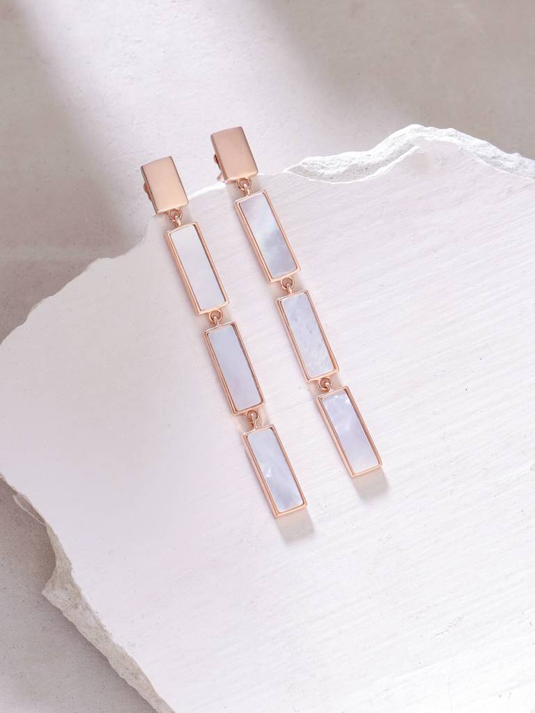 Kicky & Perky 925 Sterling Silver Brick Pattern Mother Of Pearl Earrings : VSILIJE010_R
