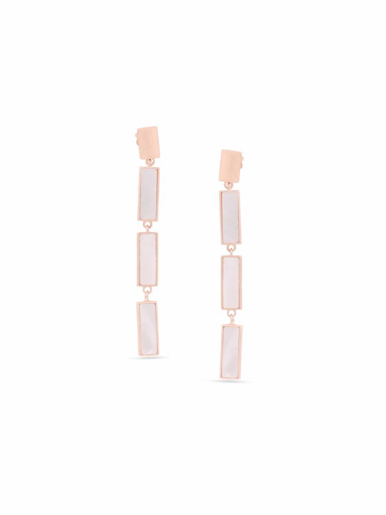 Kicky & Perky 925 Sterling Silver Brick Pattern Mother Of Pearl Earrings : VSILIJE010_R