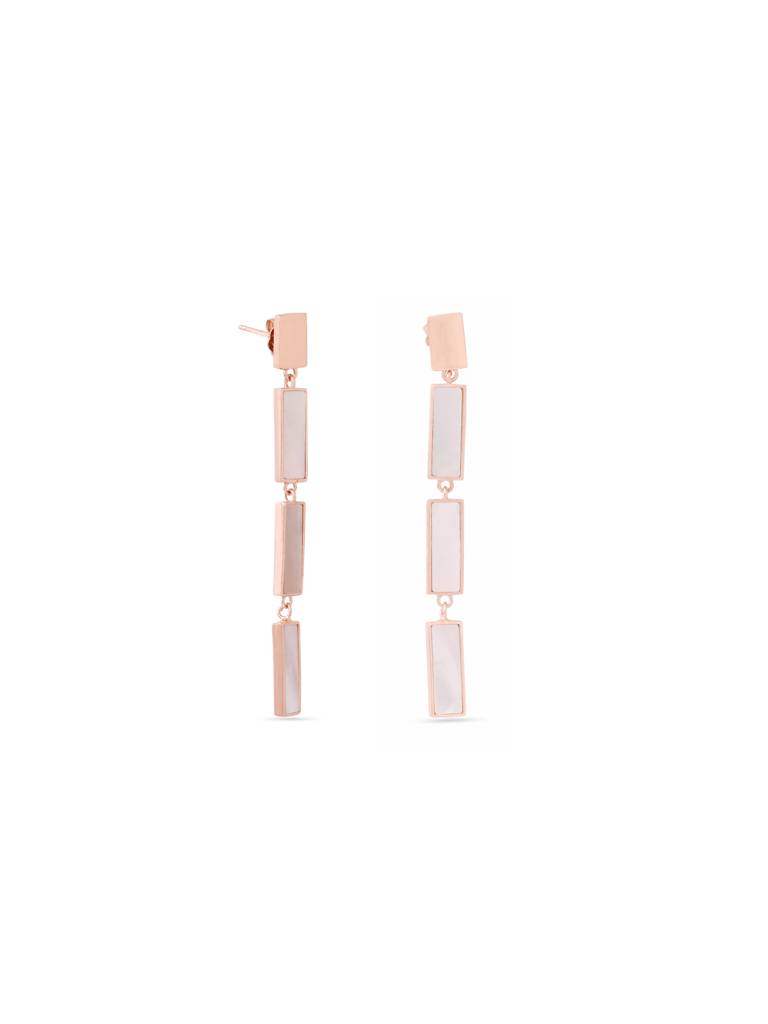 Kicky & Perky 925 Sterling Silver Brick Pattern Mother Of Pearl Earrings : VSILIJE010_R