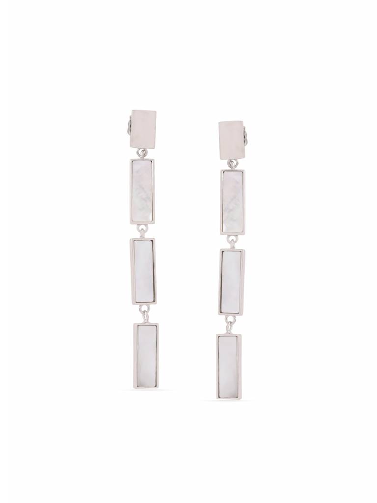 Kicky & Perky 925 Sterling Silver Brick Pattern Mother Of Pearl Earrings : VSILIJE010_S
