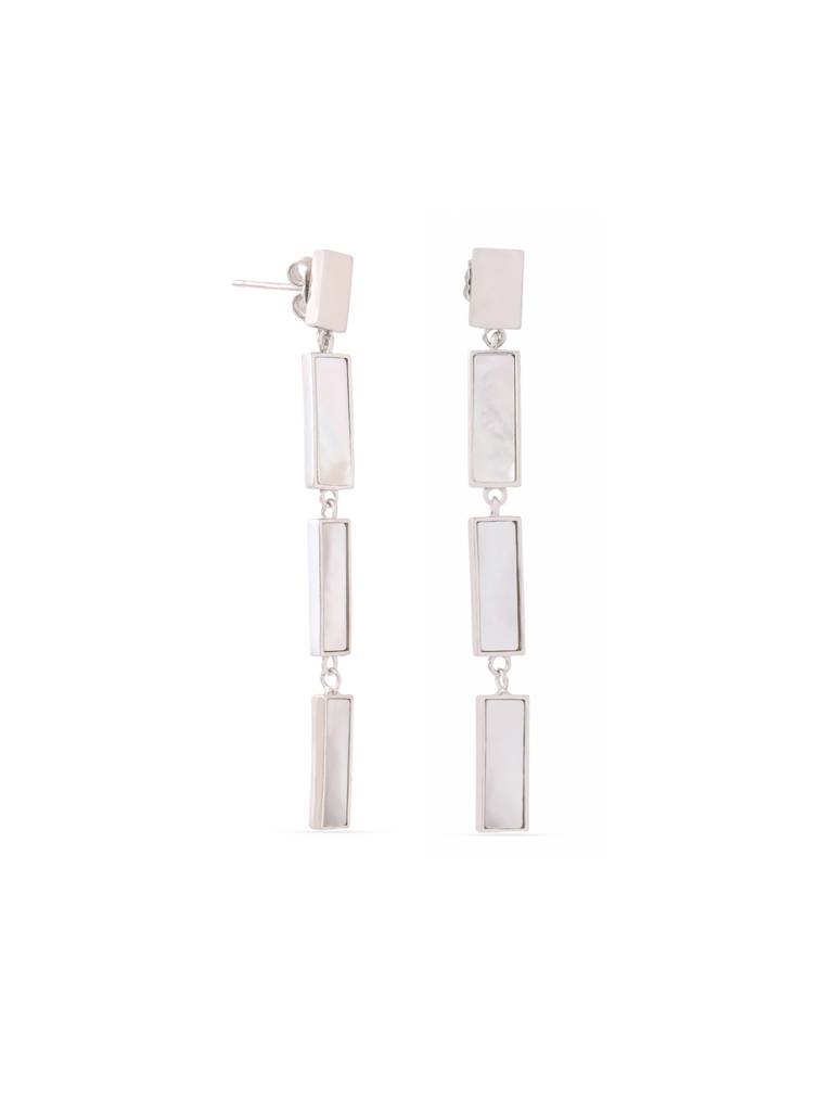 Kicky & Perky 925 Sterling Silver Brick Pattern Mother Of Pearl Earrings : VSILIJE010_S