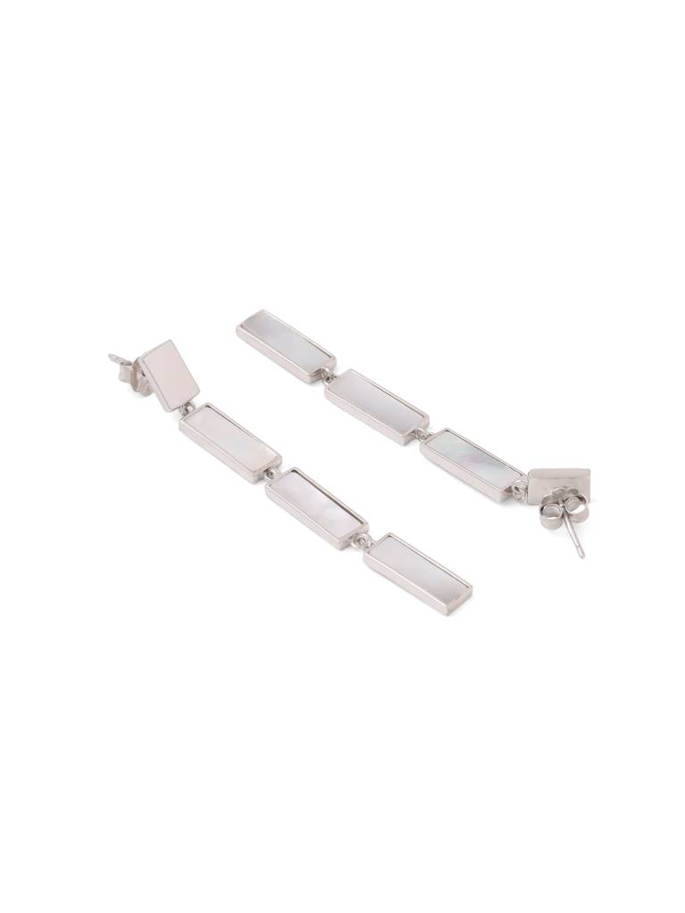 Kicky & Perky 925 Sterling Silver Brick Pattern Mother Of Pearl Earrings : VSILIJE010_S