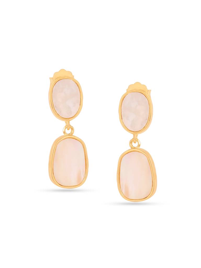 Kicky & Perky 925 Sterling Silver Abstract Mother Of Pearl Earrings : VSILIJE011_G