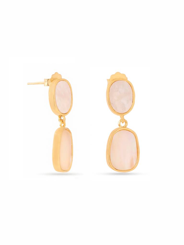Kicky & Perky 925 Sterling Silver Abstract Mother Of Pearl Earrings : VSILIJE011_G