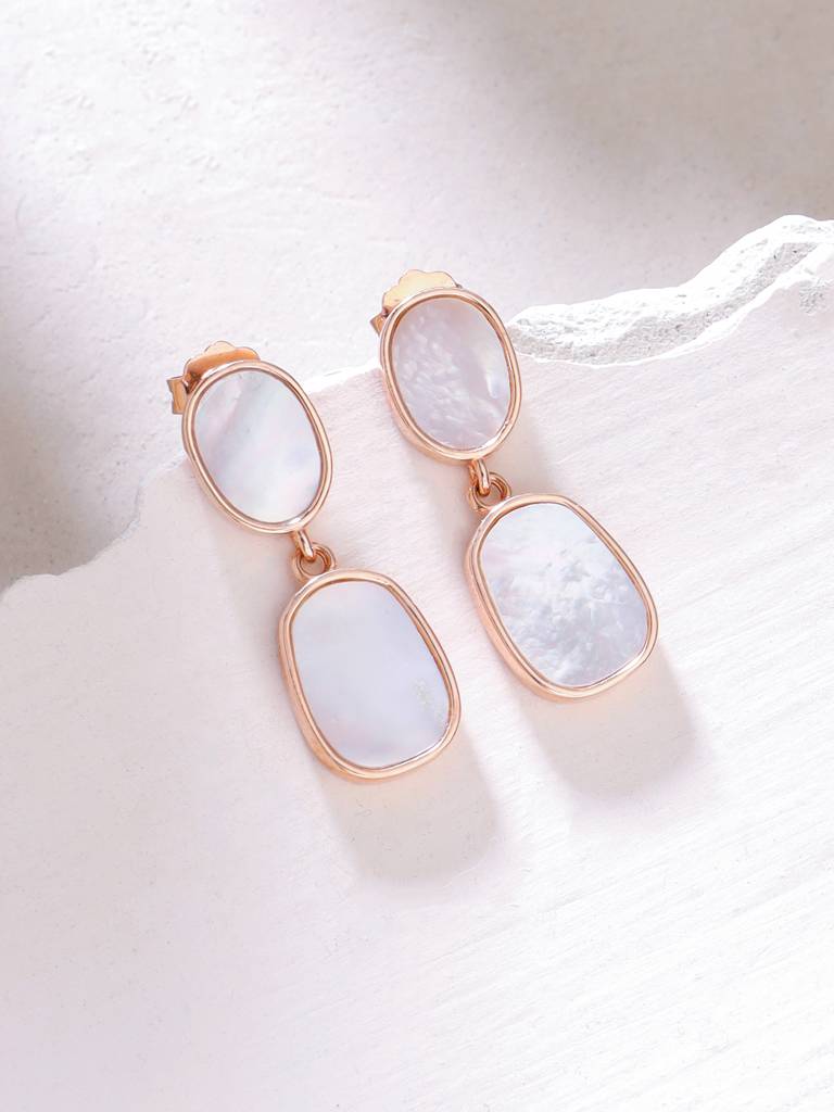 Kicky & Perky 925 Sterling Silver Abstract Mother Of Pearl Earrings : VSILIJE011_R