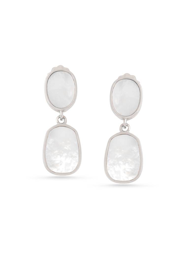 Kicky & Perky 925 Sterling Silver Abstract Mother Of Pearl Earrings : VSILIJE011_S
