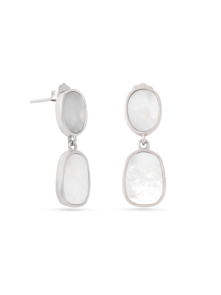 Kicky & Perky 925 Sterling Silver Abstract Mother Of Pearl Earrings : VSILIJE011_S
