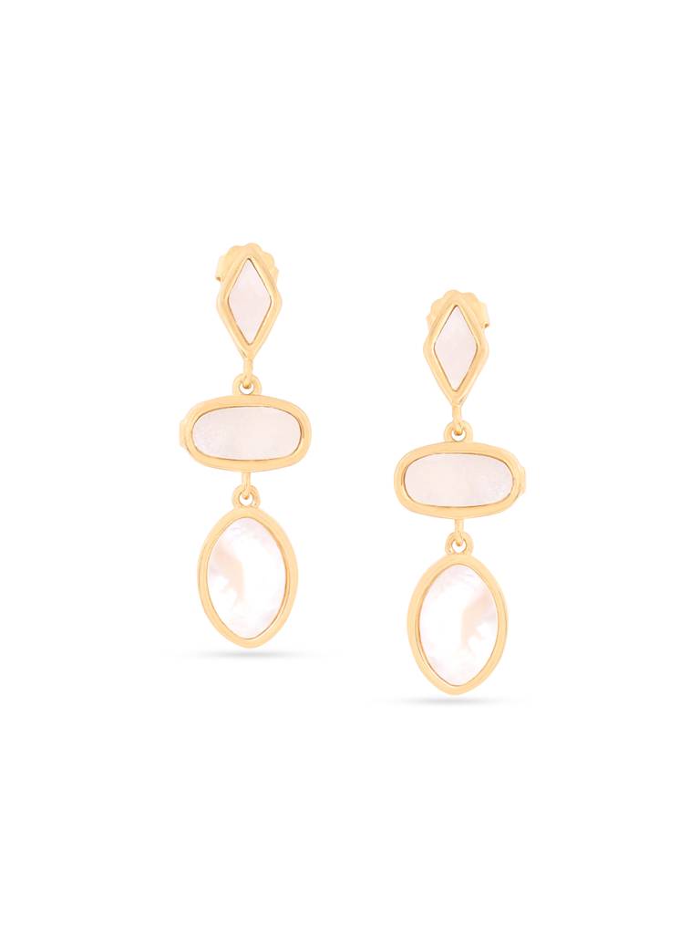 Kicky & Perky 925 Sterling Silver Geometric Mother Of Pearl Earrings : VSILIJE014_G