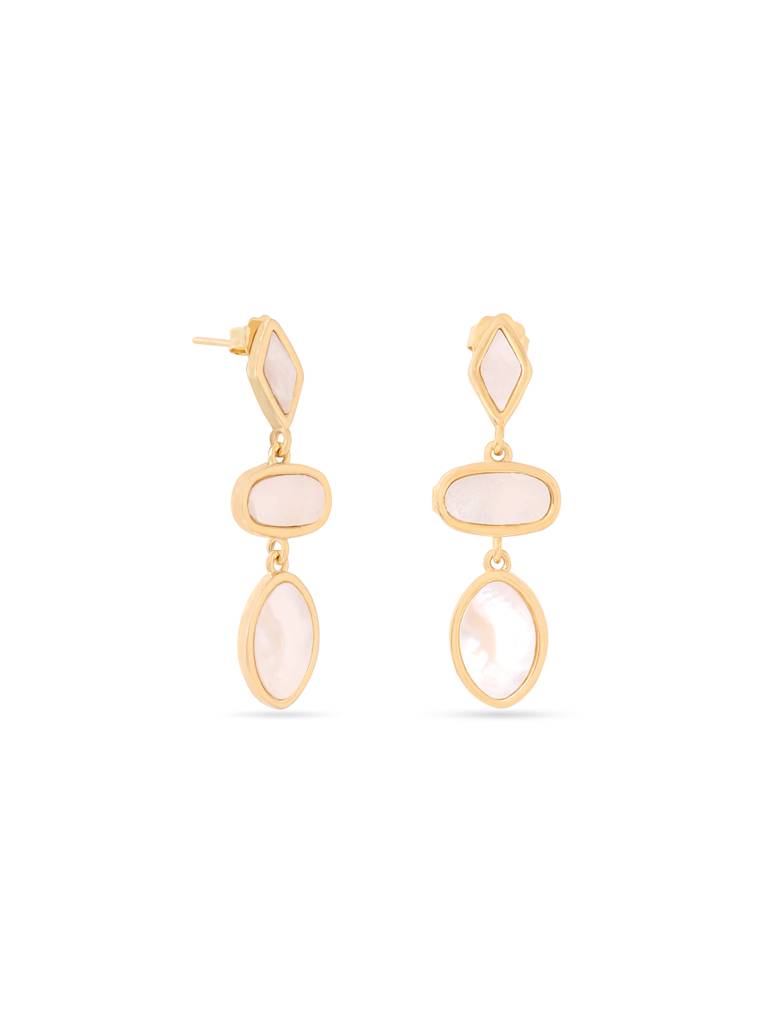 Kicky & Perky 925 Sterling Silver Geometric Mother Of Pearl Earrings : VSILIJE014_G