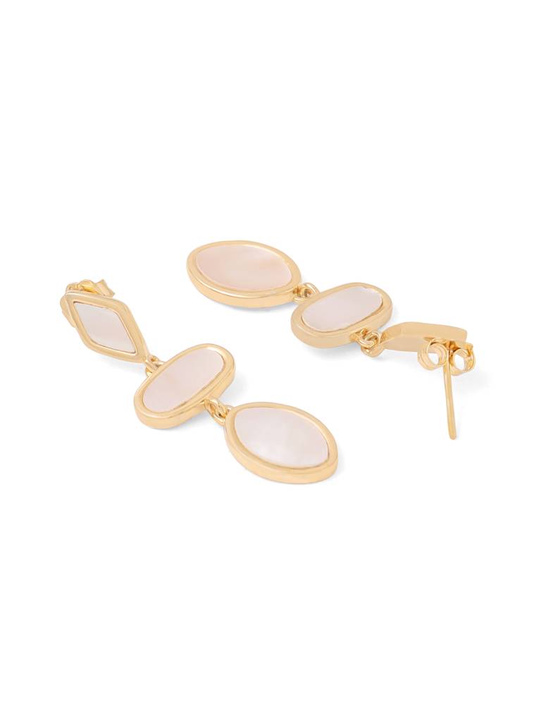 Kicky & Perky 925 Sterling Silver Geometric Mother Of Pearl Earrings : VSILIJE014_G