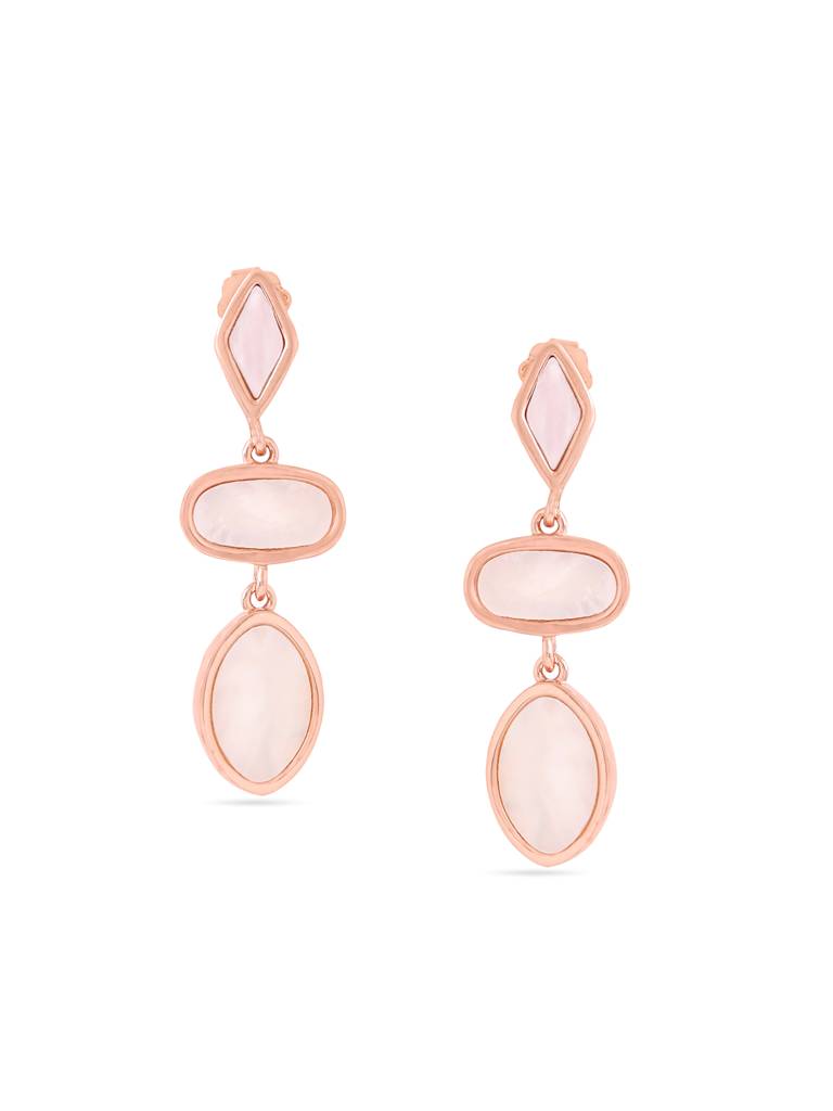Kicky & Perky 925 Sterling Silver Geometric Mother Of Pearl Earrings : VSILIJE014_R