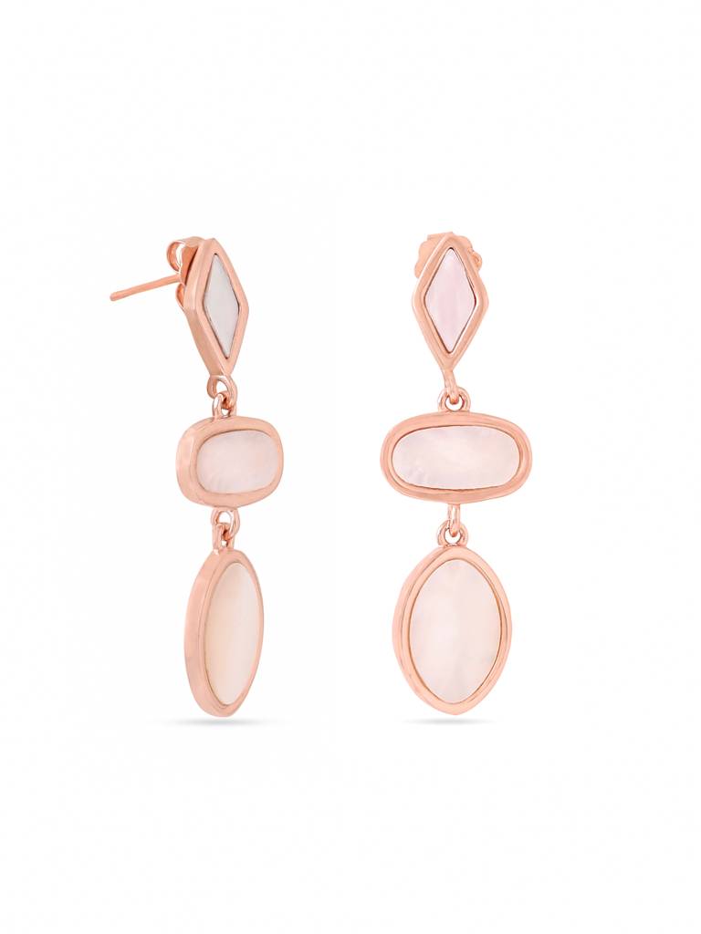 Kicky & Perky 925 Sterling Silver Geometric Mother Of Pearl Earrings : VSILIJE014_R