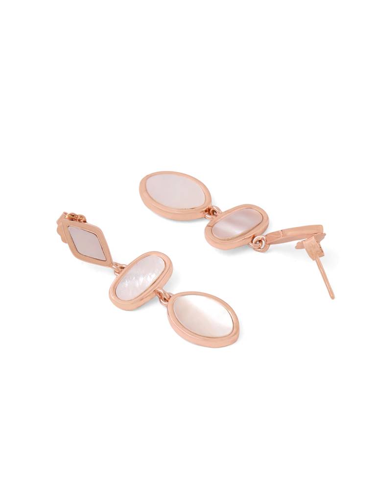 Kicky & Perky 925 Sterling Silver Geometric Mother Of Pearl Earrings : VSILIJE014_R
