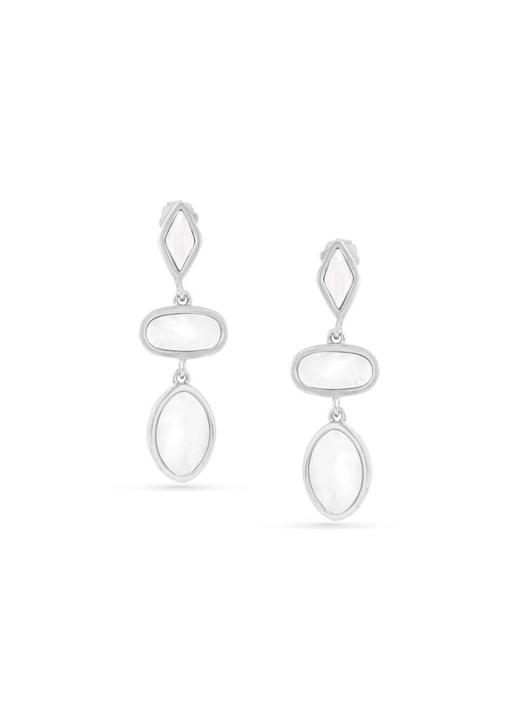 Kicky & Perky 925 Sterling Silver Geometric Mother Of Pearl Earrings : VSILIJE014_S