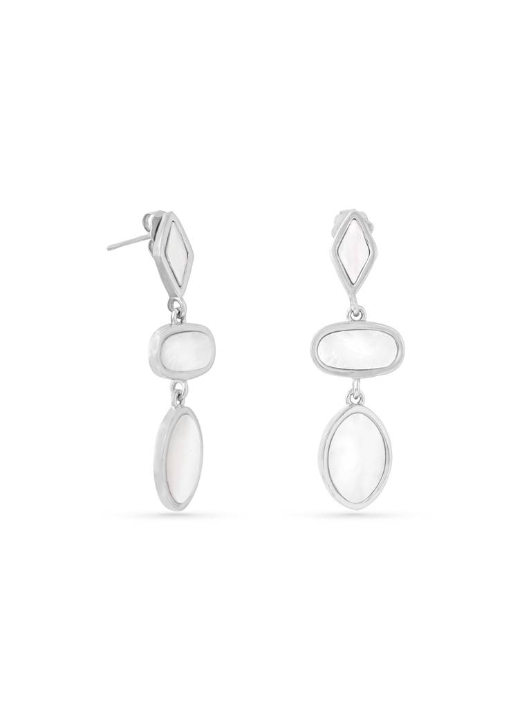 Kicky & Perky 925 Sterling Silver Geometric Mother Of Pearl Earrings : VSILIJE014_S