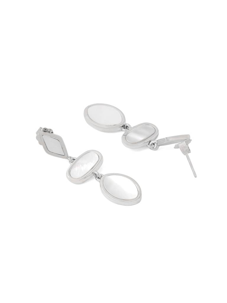 Kicky & Perky 925 Sterling Silver Geometric Mother Of Pearl Earrings : VSILIJE014_S